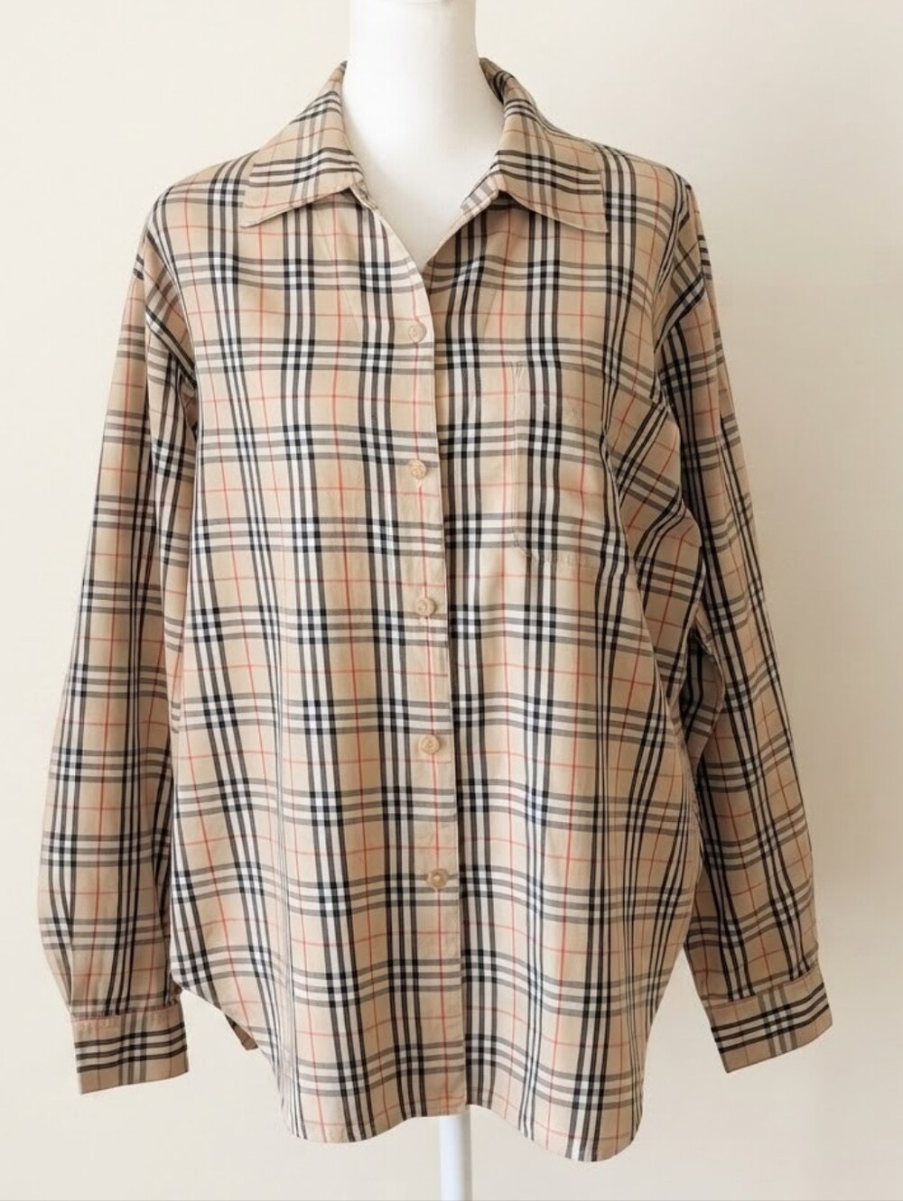 Vintage Burberrys Nova Check 100% Cotton Button Down Shirt Sz 8 / M